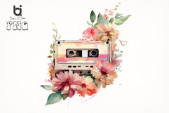Watercolor Cassette Spring Flower Bundle, Sublimation PNG Product Image 5