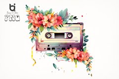Watercolor Cassette Spring Flower Bundle, Sublimation PNG Product Image 7