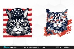 Watercolor Patriotic Cat Illustration PNG Clipart Product Image 1