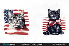 Watercolor Patriotic Cat Illustration PNG Clipart Product Image 1