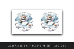 Watercolor cat angel wings Christmas bell Heavenly Holiday quote print 20 oz tumbler skinny mug wrap clipart t-shirt sublimation printable design
