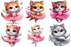 Watercolor Cat Ballerina Clipart PNG Product Image 2