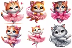 Watercolor Cat Ballerina Clipart PNG Product Image 2