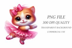 Watercolor Cat Ballerina Clipart PNG Product Image 3