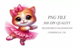 Watercolor Cat Ballerina Clipart PNG Product Image 3