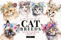 Watercolor Cat Breeds with Flower Crowns - Part 1 Product Image 1