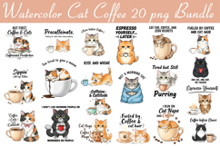 Watercolor Cat Coffee PNG Bundle Product Image 1