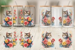 Watercolor Cat Flower Glass Can Wraps Product Image 3