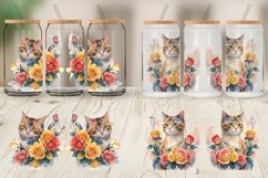 Watercolor Cat Flower Glass Can Wraps Product Image 4
