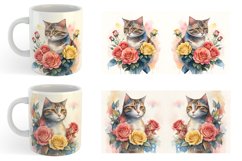 Watercolor Cat Flower | Mug sublimation design Product Image 3