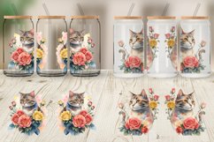 Watercolor Cat Flower Glass Can Wraps Product Image 5