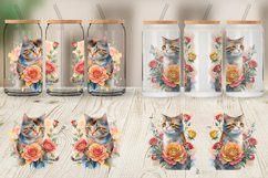 Watercolor Cat Flower Glass Can Wraps Product Image 6