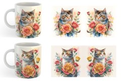 Watercolor Cat Flower | Mug sublimation design Product Image 6