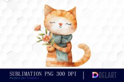 Cat Holding Flower Graphics Clipart Product Image 1