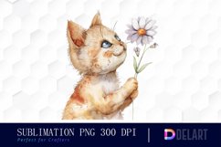 Cat Holding Flower Graphics Clipart Product Image 1