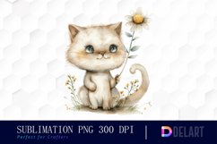 Cat Holding Flower Illustration Clipart Product Image 1