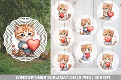 Cat Holding Heart Wind Spinner | Sublimation Spinner Design Product Image 1