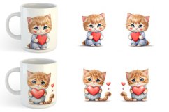 Cat Holding Heart Mug sublimation design Product Image 3