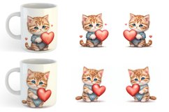 Cat Holding Heart Mug sublimation design Product Image 4