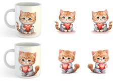 Cat Holding Heart Mug sublimation design Product Image 5