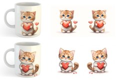 Cat Holding Heart Mug sublimation design Product Image 6