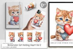 Digital Paper Watercolor Cat and Heart Product Image 1