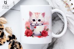 Watercolor Cat In Cup Sublimation PNG Clipart Product Image 4