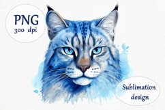 Watercolor Wild Cat Sublimation Design - Animals PNG Product Image 1