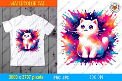 Watercolor Cat PNG, Cute Cat Sublimation Product Image 1
