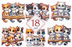 Watercolor Cat Sublimation, cute cat clipart Bundle Product Image 1
