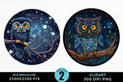 Watercolor Celestial Owls Clipart Bundle Product Image 3