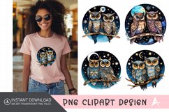Watercolor Celestial Owls Clipart Product Image 1