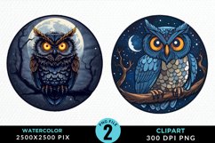 Watercolor Celestial Owls Clipart Bundle Product Image 2