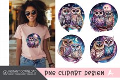 Watercolor Celestial Owls Clipart Product Image 1