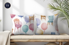 Floating Balloon Chairs Watercolor Seamless Digital Paper Product Image 2