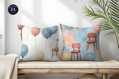 Dreamy Watercolor Chairs as Balloons Seamless Digital Paper Product Image 2