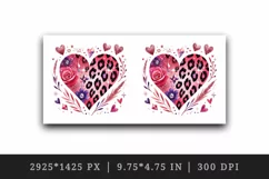 Watercolor charming heart pink leopard print Valentines Day love print 20 oz tumbler skinny mug wrap clipart t-shirt sublimation printable design png