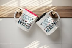 Watercolor charming penguins singing carols Merry Christmas quote print 20 oz tumbler skinny mug wrap clipart t-shirt sublimation printable design