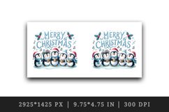 Watercolor charming penguins singing carols Merry Christmas quote print 20 oz tumbler skinny mug wrap clipart t-shirt sublimation printable design
