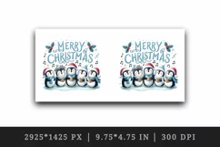 Watercolor charming penguins singing carols Merry Christmas quote print 20 oz tumbler skinny mug wrap clipart t-shirt sublimation printable design