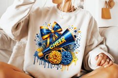 Watercolor Cheer PNG, Cheerleader PNG, Cheer Coquette Bow Product Image 2