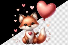 Watercolor cheerful cute friendly fox big smile heart balloon grassy print 20 oz tumbler skinny mug wrap clipart t-shirt sublimation printable design