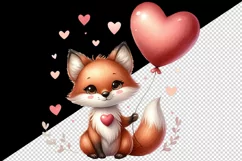 Watercolor cheerful cute friendly fox big smile heart balloon grassy print 20 oz tumbler skinny mug wrap clipart t-shirt sublimation printable design