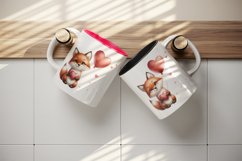 Watercolor cheerful cute friendly fox big smile heart balloon grassy print 20 oz tumbler skinny mug wrap clipart t-shirt sublimation printable design