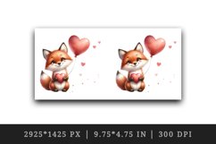 Watercolor cheerful cute friendly fox big smile heart balloon grassy print 20 oz tumbler skinny mug wrap clipart t-shirt sublimation printable design