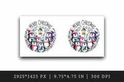Watercolor cheerful penguins singing carols Merry Christmas quote print 20 oz tumbler skinny mug wrap clipart t-shirt sublimation printable design
