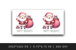 Watercolor cheerful Santa Claus big bag gifts Happy Holidays quote print 20 oz tumbler skinny mug wrap clipart t-shirt sublimation printable design