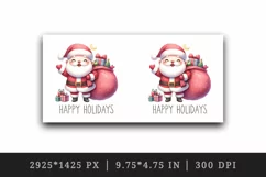 Watercolor cheerful Santa Claus big bag gifts Happy Holidays quote print 20 oz tumbler skinny mug wrap clipart t-shirt sublimation printable design