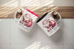 Watercolor cheerful Santa Claus big bag gifts Happy Holidays quote print 20 oz tumbler skinny mug wrap clipart t-shirt sublimation printable design