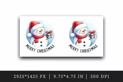 Watercolor cheerful snowman holding gift box Merry Christmas quote print 20 oz tumbler skinny mug wrap clipart t-shirt sublimation printable design